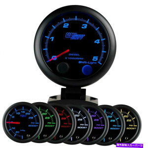 ^R[^[ Glowshift 95mmubN7J[5,000 rpmfB[[^R[^[Q[WwVtgCg GlowShift 95mm Black 7 Color 5,000 RPM Diesel Tachometer Gauge w Shift Light