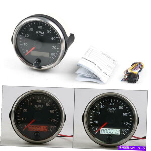 ^R[^[ 12V/24V 85mm 0-80RPM^R[^[Q[W^`[^[ƃfW^LCDԃ[^[ For 12V/24V 85mm 0-80RPM Tachometer Gauge Tacho Meter With Digital LCD Hourmeter