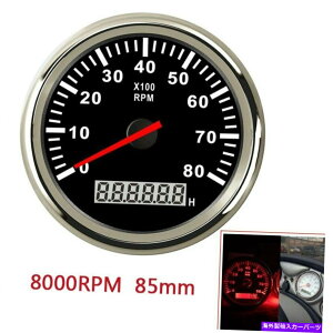 ^R[^[ 8000 rpm 85mm}^R[^[{[g^`[^[Q[WLCDԃ[^[12VubN 8000 RPM 85mm Marine Tachometer Boat Tacho Meter Gauge LCD Hourmeter 12V Black