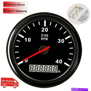 タコメーター 85mmマリンタコメーターボートRPMゲージカーデジタルLED時間メーター4000rpmブラック 85mm Marine Tachometer Boat RPM Gauge Car Digital LED Hourmeter 4000RPM Black