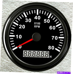 ^R[^[ 85mmubN^R[^[8000RPMKX܂̓fB\GWJ[}ATV UTV RED LEDp 85mm Black Tachometer 8000RPM For Gas or Disel Engine Car Marine ATV UTV Red LED