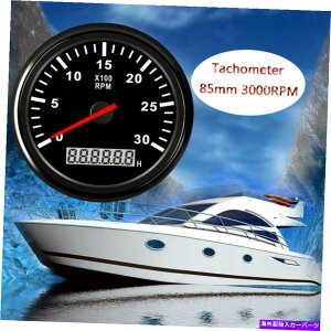 ^R[^[ 85mm}ubNXeX^R[^[Q[W3000rpmK\fB[[GW 85mm Marine Black Stainless Tachometer Gauge 3000RPM For Gasoline Diesel Engine