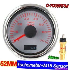 �^�R���[�^�[ 2 52mm�J�[�{�[�g�|�C���^�[�^�R���[�^�[�^�`���Q�[�W���[�^�[0-7000rpm 18mm�Z���T�[ 2 52mm Car Boat Pointer Tachometer Tacho Gauge Meter 0-7000RPM With 18mm Sensor�y���s�A���i�z