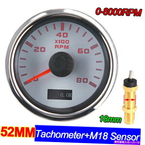 タコメーター 52mm赤いデジタルLED 0-8000RPMタコメータータチョゲージカーモーター18mmセンサー 52mm Red Digital LED 0-8000RPM Tachometer Tacho Gauge Car Motor with 18mm Sensor