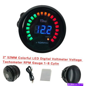 ^R[^[ 2 "52mmJtLEDfW^dvd^R[^[RPMQ[W4,6,8V 2" 52MM Colorful LED Digital Voltmeter Voltage Tachometer RPM Gauge 4,6,8 Cylin
