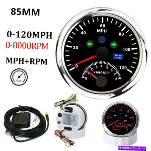 ^R[^[ 85mm gpsXs[h[^[0-120mphQ[WA8000rpm̃^R[^[p̎Ԃ̃}{[g 85mm GPS Speedometer 0-120MPH Gauge With 8000RPM Tachometer for Car Marine Boat
