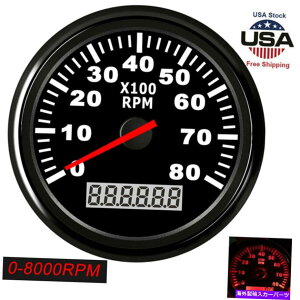 ^R[^[ 85mm}{[gJ[^R[^[Q[W0-8000rpmԗpfW^ԃ[^[ 85mm Marine Boat Car Tachometer Gauge 0-8000RPM Digital Hourmeter for Car US