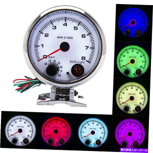 ^R[^[ 3.75 ''zCgtFCXJ[^R[^[Q[W0-8000 rpm[g7FLEDVtgCg 3.75'' White Face Car Tachometer Gauge 0-8000 RPM Meter 7 Colors LED Shift Light