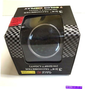 ^R[^[ [X3-3/4 "^R[^[t^R[^[w/shift light-10000 rpm w/chrome rim 7J[LED RACING 3-3/4" TACHOMETER W/SHIFT LIGHT-10000 RPM BLACK W/CHROME RIM 7 COLOR LED