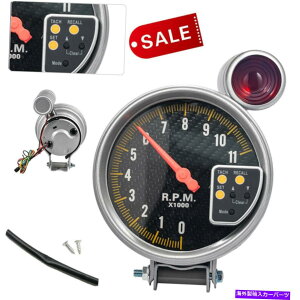 ^R[^[ Vjo[T5 "J[{X^CtFCX^R[^[^bNQ[WԃVtgCg11k rpm NEW Universal 5" Carbon Style Face Tachometer Tach Gauge Red Shift Light 11K RPM