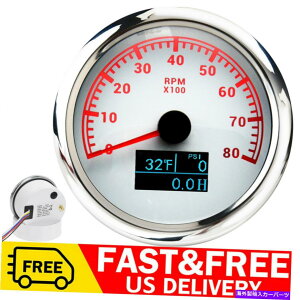 ^R[^[ 85mm{[g^R[^[8000rpm LCDԃ[^[tQ[W 85mm Boat Tachometer 8000RPM Gauge With LCD Oil Pressure Water Temp Hour Meter