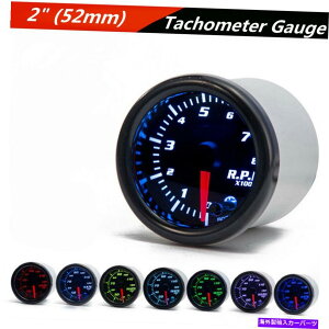 ^R[^[ 2 "52mmubNtFCX7FLEDԗ^R[^[Tach RPMfW^Q[WDC12V 2" 52mm Black Face 7-Color LED Vehicles Tachometer Tach RPM Digital Gauge DC12V
