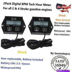 ^R[^[ 2 /4Xg[NKXGW}p2xfW^^bNԃ[^[^R[^[Q[W 2x Digital Tach Hour Meter Tachometer Gauge For 2 / 4 stroke Gas Engines Marine