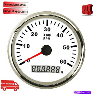 タコメーター 85mmマリンタコメーターボートタチョゲージ用車トラックデジタル時間メーター6000rpm 85mm Marine Tachometer Boat Tacho Gauge for Car Truck Digital Hourmeter 6000RPM
