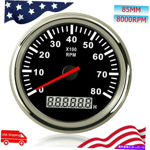 ^R[^[ 85mm 8000rpm}^R[^[Q[WtLCDԃ[^[bhobNCg12V/24V 85mm 8000RPM Marine Tachometer Gauge With LCD Hourmeter Red Backlight 12V/24V