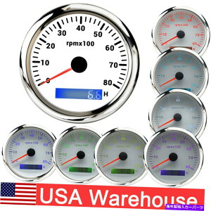 ^R[^[ 85mm 7FLED^R[^[Q[W0-8000RPM{[gJ[gbNzCg12V-24V 85mm 7 Colors LED Tachometer Gauge 0-8000RPM For Boat Car Truck White 12V-24V