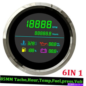 �^�R���[�^�[ 85mm LCD���@�\�^�R���[�^�[1���Ԑ����I�C���v���X�R���Q�[�W�d�� 85mm LCD Multi-Function Tachometer Hour Water Temp Oil Press Fuel Gauge Voltmete