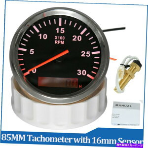 ^R[^[ 85mmhԃ{[g}^R[^[0-3000RPM^`Q[Ww/ rpmZT[ 85mm Waterproof Car Boat Marine Tachometer 0-3000RPM Tacho Gauge w/ RPM Sensor