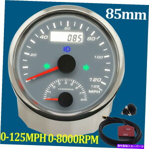 ^R[^[ 85mmzCg0-125mph GPSXs[h[^[Q[Wt0-8000RPM^R[^[p 85mm White 0-125MPH GPS Speedometer Gauge with 0-8000RPM Tachometer for Car Boat