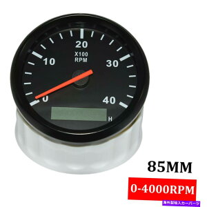 ^R[^[ 85mm}^R[^[{[gRPMQ[WJ[fW^LEDԃ[^[0-4000RPMubN 85mm Marine Tachometer Boat RPM Gauge Car Digital LED Hourmeter 0-4000RPM Black