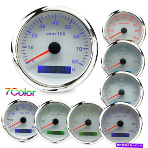 ^R[^[ 85mm 7FLEDJ[}{[g^R[^[Q[Ww/fW^ԃ[^[0-8000RPM 85mm 7 Colors LED Car Marine Boat Tachometer Gauge w/Digital Hourmeter 0-8000RPM