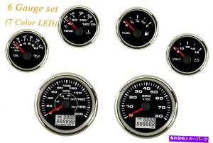 ^R[^[ 6Q[WZbgM҃Xs[h[^[^R[^[Rx{gIC7FLED 6 gauge set with senders speedometer tachometer fuel temp volts oil 7 colors led