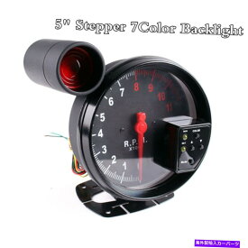 タコメーター 5 "7colorバックライトステッパーモーターカーRPM 11000KタコメーターゲージLEDシフトライト 5"7Color Backlight Stepper Motor Car RPM 11000K Tachometer Gauge LED Shift Light