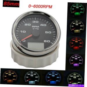 タコメーター デジタル85mmタコメーター6k rpmゲージトラックカーボートカウンター8カラーバックライト Digital 85mm Tachometer 6K RPM Gauge Truck Car Boat Counter 8 color Backlight