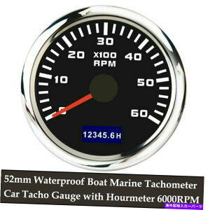 ^R[^[ 52mmhԃ{[g}[^R[^[Ԕro0-6000rpmt^`Q[W 52mm Waterproof Car Boat Marine Tachometer Tacho Gauge with Hourmeter 0-6000RPM