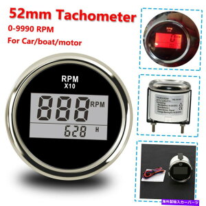 ^R[^[ 52mmfW^^R[^[0?9990 rpm^`RPMQ[Wtԗ{[g̎ԃ[^[ 52mm Digital Tachometer 0~9990 RPM Tacho RPM Gauge with Hour Meter for Car Boat