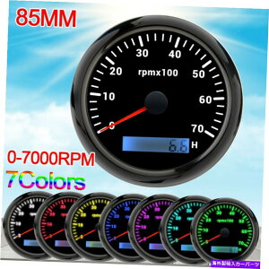 ^R[^[ 85mm}^R[^[Q[W0-7000RPM 7J[͎Ԃ̃{[gp̎ԃ[^[œ܂ 85mm Marine Tachometer Gauge 0-7000RPM 7 Colors LED With Hourmeter For Car Boat