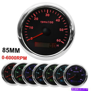 ^R[^[ 85mm 0-6000rpm}^R[^[Q[W7J[́AԂ̃{[gp̎ԃ[^[Ă܂ 85mm 0-6000RPM Marine Tachometer Gauge 7Colors LED With Hourmeter For Car Boat