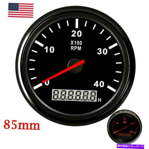^R[^[ 85mm}^R[^[{[gRPMQ[WJ[fW^LEDԃ[^[4000rpmubN 85mm Marine Tachometer Boat RPM Gauge Car Digital LED Hourmeter 4000RPM Black