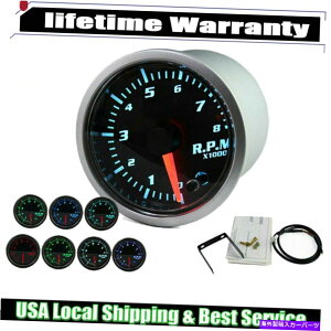 �^�R���[�^�[ 2 52mm 7�J���[LED�J�[�|�C���^�[�^�R���[�^�[�^�`���Q�[�W���[�^�[0?8 rpm���̊� 2 52mm 7 Color LED Car Pointer Tachometer Tacho Gauge Meter 0~8 RPM Smoke Face�y���s�A���i�z