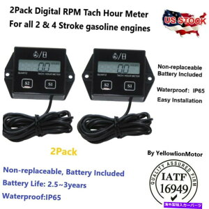 ^R[^[ 2PCSfW^^bNԃ[^[^R[^[_[goCNATV UTVKXGWpQ[W 2Pcs Digital Tach Hour Meter Tachometer Gauge For Dirt bike ATV UTV Gas Engines