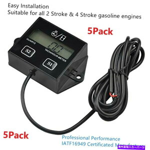タコメーター 5パックブラックデジタルタック時間メーターATV UTVガスエンジン用タコメーターゲージ 5Pack Black Digital Tach Hour Meter Tachometer Gauge For ATV UTV Gas Engines