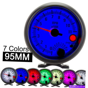 ^R[^[ 3.75C`95mm^R[^[Q[W7 LEDF\0-11000 rpm[^[12V 3.75 Inch 95mm Tachometer Gauge 7 LED Colors Adjustable 0-11000 RPM Meter 12V