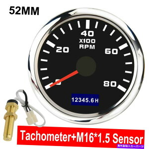 ^R[^[ 52mmԃ}^R[^[0-8000 rpmfB[[GWM16ZT[t^`Q[W 52mm Car Marine Tachometer 0-8000 RPM Diesel Engine Tacho Gauge With M16 Sensor