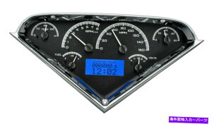 タコメーター ダコタ55-59シボレーピックアップトラックアナログダッシュゲージブラックブルーVHX-55C-PU-K-B Dakota 55-59 Chevy Pickup Truck Analog Dash Gauges Black Blue VHX-55C-PU-K-B