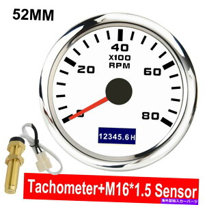 ^R[^[ 52mmԃ}^R[^[0-8000RPMfB[[GWM16ZT[t^`Q[W 52mm Car Marine Tachometer 0-8000RPM Diesel Engine Tacho Gauge With M16 Sensor