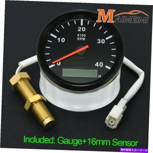 ^R[^[ 85mm^R[^[Q[WfW^A[[^[0-4000RPM 16mmZT[pԃ{[g 85mm Tachometer Gauge Digital Hour Meter 0-4000RPM With 16mm Sensor for Car Boat