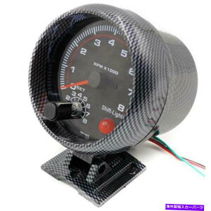 ^R[^[ 3.75 "80mm^R[^[Q[W0-8000 RPMJ[{t@Co[RPMVtgCgtQ[W 3.75"80mm Tachometer Gauge 0-8000 RPM Carbon Fiber RPM Gauge with Shift Light