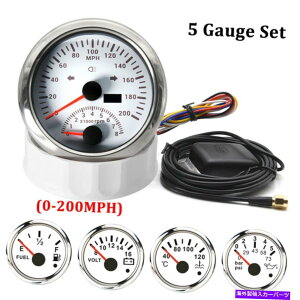 ^R[^[ 5Q[WZbgGPSXs[h[^[W/Tacho 200mph 52mmRx{gQ[W 5Gauge Set GPS Speedometer w/Tacho 200MPH 52mm Fuel Temp Volt Oil Pressure Gauge