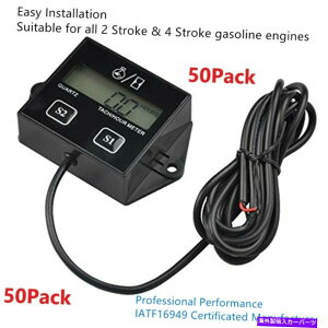 ^R[^[ 50pbNfW^^bNԃ[^[^R[^[2܂4Xg[NKXGW̃Q[W 50Pack Digital Tach Hour Meter Tachometer Gauge For 2 or 4 stroke Gas Engines