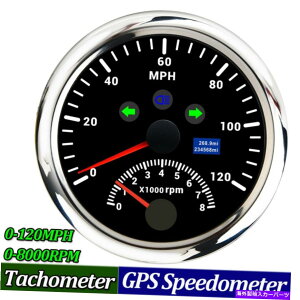 ^R[^[ 85mmԃ{[gGPSxvsv0-8000 rpm^R[^[tQ[W0-120mphQ[W 85mm Car Boat GPS Speedometer Odometer 0-120MPH Gauge With 0-8000 RPM Tachometer
