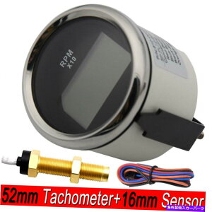 タコメーター 52mmデジタルタコメーター0?9990 rpmマリンタコメーター付きセンサーレッドバックライト 52mm Digital Tachometer 0~9990 RPM Marine Tachometer With Sensor Red Backlight
