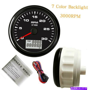 ^R[^[ 85mmubN^R[^[3000RPMI[gKXfB[[GWpREVJE^[7J[LED 85mm Black Tachometer 3000RPM Rev Counter For Auto Gas Diesel Engine 7 Color Led
