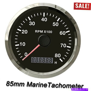 ^R[^[ 85mm}^R[^[^`Q[W0-8000rpm LEDobNCgԃ[^[12/24V 85mm Marine Tachometer Tacho Gauge 0-8000RPM With LED Backlight Hourmeter 12/24V
