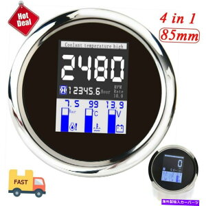 ^R[^[ 85mmfW^RV^R[^[Q[W4 1C`̑@\ 85mm Digital RV Tachometer Gauge Water Temp Oil Pressure 4 in 1 Multi-functional