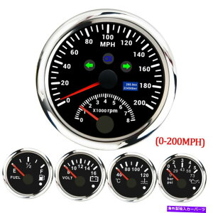 ^R[^[ 85mm gpsxv0-200mph w/^`52mmRx{gQ[WZbg 85mm GPS Speedometer 0-200MPH w/Tacho 52mm Fuel Temp Volt Oil Pressure Gauge Set